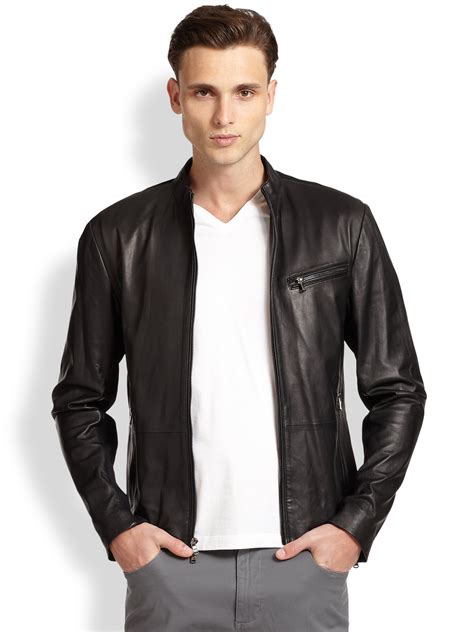 michael kors moto jacket men's|Michael Kors leather moto jacket.